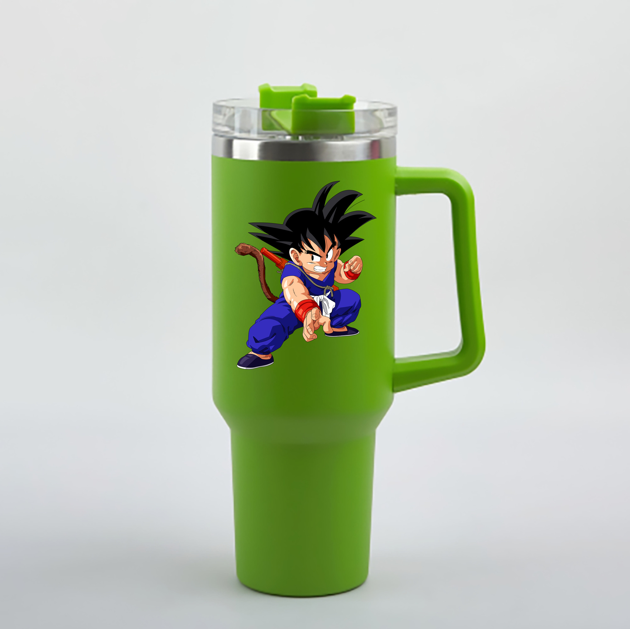 （画像用） ドラゴンボール 孫悟空（そん ごくう）Son Goku カカロット DRAGON BALL Kakarotto 1200mL車用タンブラー - クリスタルステッカー（プラスチックストロー付き）
